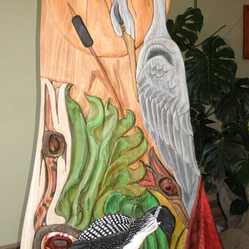 2019 Sculpture - Heron / Loon standing post