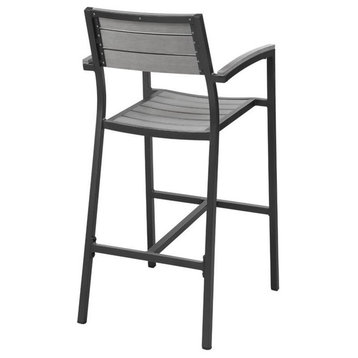 Hawthorne Collection Patio Bar Stool in Brown and Gray