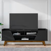 Mid-Century Modern Marcus 62.99 TV Stand With Solid Wood Legs,  Matte Black