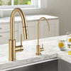 Oletto Pull-Down 1-Hole Kitchen Faucet, Brushed Brass, Water Dispenser Ff-100