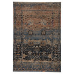 Jaipur Living - Vibe by Jaipur Living Caruso Oriental Blue/Taupe Area Rug, 7'10"x11'1" - Inspired by the vintage perfection of sun-bathed Turkish designs, the Myriad collection is warm and inviting with faded yet moody hues. The Caruso rug boasts a perfectly distressed pattern in rich tones of rosy tan, beige, dark blue, and gray with ivory fringe trim for added texture and antique allure. This power-loomed rug features a plush and durable blend of polyester and polypropylene, lending the ideal accent to high-traffic spaces.