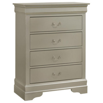 Louis Phillipe Silver Champagne 4 Drawer Chest of Drawers (31 in L. X 16 in...
