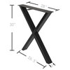 X-Type Table Leg, Set of 2, Black, 30''