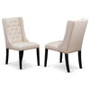 East West Furniture Forney 38" Fabric Dining Chairs in Black/Cream (Set of 2)
