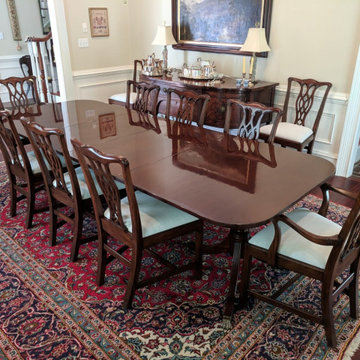 Cathedral Mahogany Table with Straight Leg Chippendale Chairs
