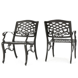 Mediterranean Outdoor Dining Chairs by GDFStudio