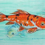 Betsy Drake - Koi Door Mat 18x26 - These decorative floor mats are made with a synthetic, low pile washable material that will stand up to years of wear. They have a non-slip rubber backing and feature art made by artists Dick Hamilton and Betsy Drake of Betsy Drake Interiors. All of our items are made in the USA. Our small door mats measure 18x26 and our larger mats measure 30x50. Enjoy a colorful design that will last for years to come.
