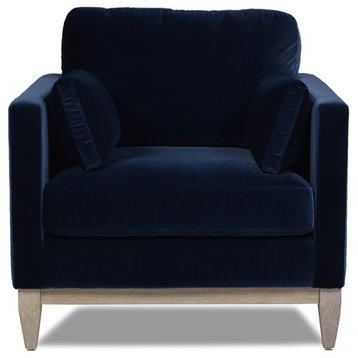 Knox 36" Modern Farmhouse Arm Chair, Dark Navy Blue Performance Velvet