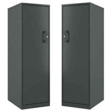 Home Square 2 Piece Metal Locker Storage Cabinet Set with 4 Shelf in Charcoal