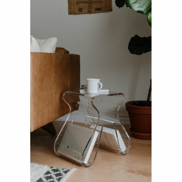 Modern Glass and Lucite Side End Tables