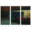 Edward Hopper Night Hawks Canvas Triptych Wall Art, 48"x30"