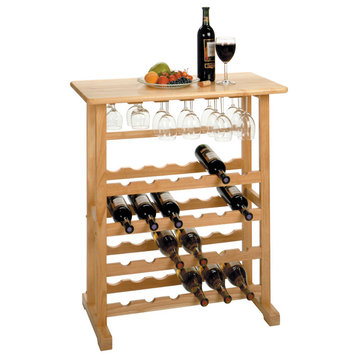 Winsome Wood 24-Bottle Wine Rack With Glass Rack