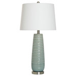 StyleCraft - Starlite Ceramic Table Lamp Off-White Shade, Dimpled Luster Sage Finish - This brilliant ceramic lamp is a unique addition to your space with its opulent sage green color and iridescent glaze finish. Introduce this delightful lamp into your living room as a centerpiece on an end table or placed on a console behind your sofa.