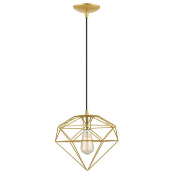 Knox 1 Light Pendant, Soft Gold with Polished Brass Accents