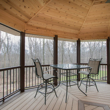 Chocolate Hot Tub Deck with Screened Porch