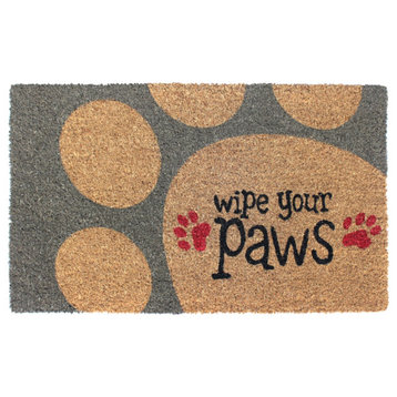 Red Machine Tufted Wipe Your Paws Doormat, 18" x 30"