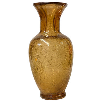 Light Smoky Quartz Crackle Pattern Peking Glass Accent Vase Hws2577