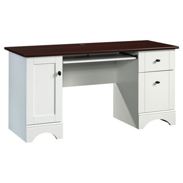Sauder Select Engineered Wood Computer Desk in Soft White/Cherry