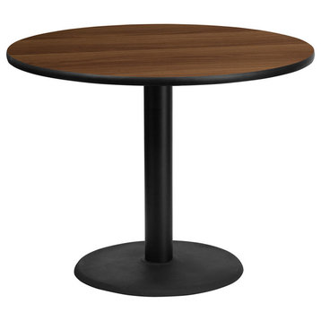 42'' Round Walnut Laminate Table Top with 24'' Round Table Height Base