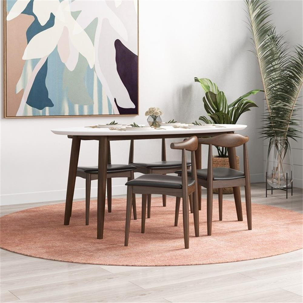 Aslan Modern Solid Wood Walnut Oval Dining Table and Chair Furniture ...