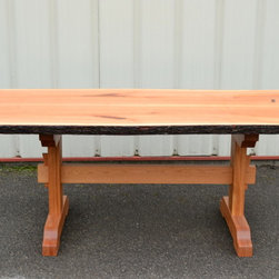 Live Edge Cherry Dining Table with Trestle Base - Dining Tables