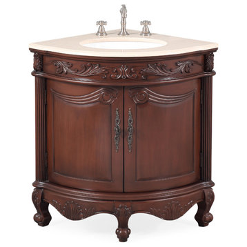 24" Classic-Style Bayview Corner Bathroom Sink Vanity, BC-030M