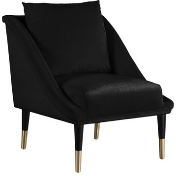 Elegante Velvet Upholstered Accent Chair, Black