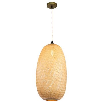 ELE Light & Decor Handmade Bamboo and Rattan Pendant Light in Tan