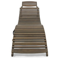 Brown Solid Wood Chaise Lounge