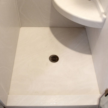 Venaro White Corian Countertop & Shower with Bathroom Update ~ Akron, OH