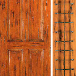 Knotty Alder Exterior Prehung Door with One Sidelite, 4-Panel - Front Doors