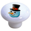 Snowman Black Hat Ceramic Cabinet Drawer Pull Knob