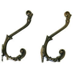 Set of 2 Iron Wall Hook in Antique Brass Finish