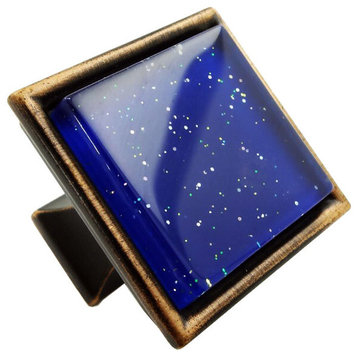 Blue Galaxy Crystal Glass Oil Rubbed Bronze Madison Classic Knob