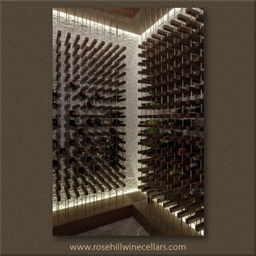 Contemporary Wine Cellar with Peg Style Racking