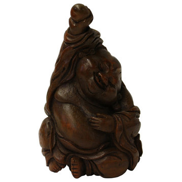 Chinese Bamboo Carved Happy Buddha Figure Display Hcs2084