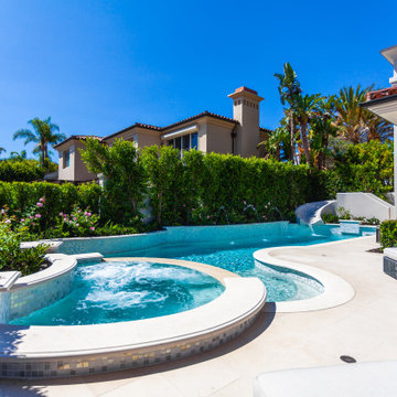 Pool & Spa Remodel with Custom Slab-Cut Limestone Coping – Newport Coast