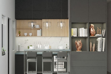 Example of a trendy home bar design in Chicago