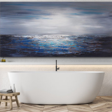 36x60 " Blue coastal painting Large Modern contemporary beach art Custom order