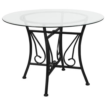 Princeton 42'' Round Glass Dining Table with Black Metal Frame