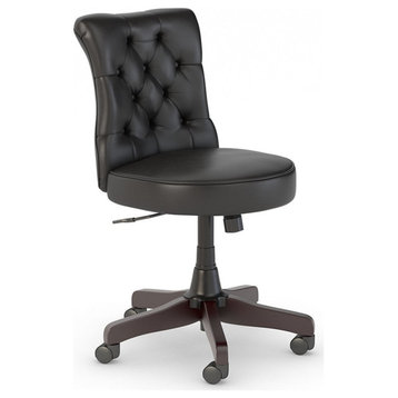 Bush Salinas Mid Back Faux Leather Office Chair in Vintage Black