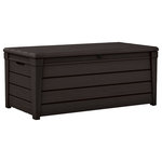 Keter - Keter Brightwood 120G Outdoor Resin Patio Storage Furniture Deck Box, Brown - The Brightwood storage deck box can be moved where you need it. Its convenient side handles allow for easy lifting, whether you're cleaning the deck or making room for guests. Its lid opens automatically thanks to dual pistons -- a feature you'll really appreciate when storing numerous items or cleaning up after a barbecue. There's even a place for a padlock to ensure maximum security. Protect your patio, deck and pool accessories from theft while at home or on vacation by adding your own lock.