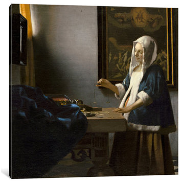 "Woman Holding a Balance" by Johannes Vermeer, Canvas Print, 18"x18"
