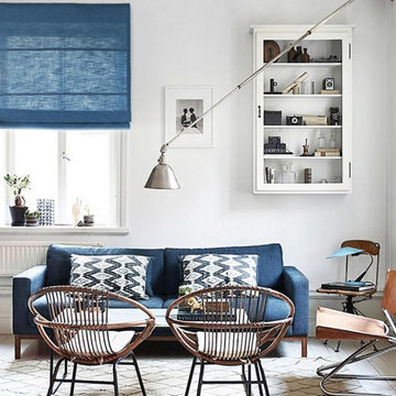 Dark blue Roman Shades, Roman blinds, window treatments