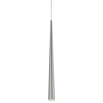 Mina Single LED Pendant, Brushed Nickel, 2.75"Dx36"H