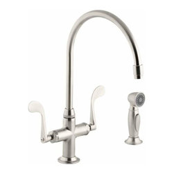 KOHLER - KOHLER K-8763-BN Essex Kitchen Sink Faucet with Wristblade Handles and Sidespray - Kitchen Faucets