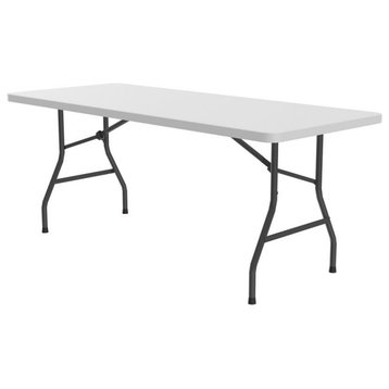 Correll 30"W x 60"D Economy Blow-Molded Plastic Folding Table in Gray Granite