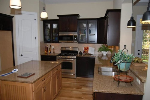 Sage Green With Gold Glaze Kitchen Cabinets