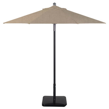 9' Round Double Pulley Commercial Contract Umbrella, Black, Taupe