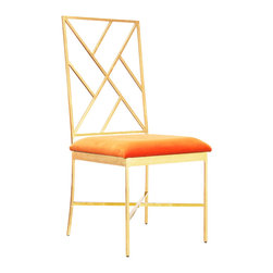 Worlds Away Ashton Gold Orange Dining Chair - Dining Chairs